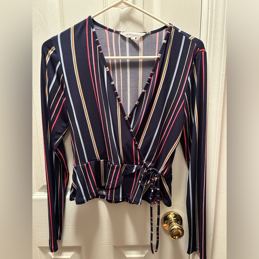 BCBG peplum long sleeve top, size small